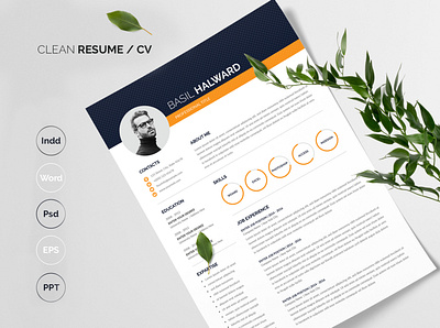 Modern and Simple Resume Template 1 page resume a4 blue clean cv clean resume creative cv cv template design illustration job application minimal cv minimal resume minimalist resume cv word resume