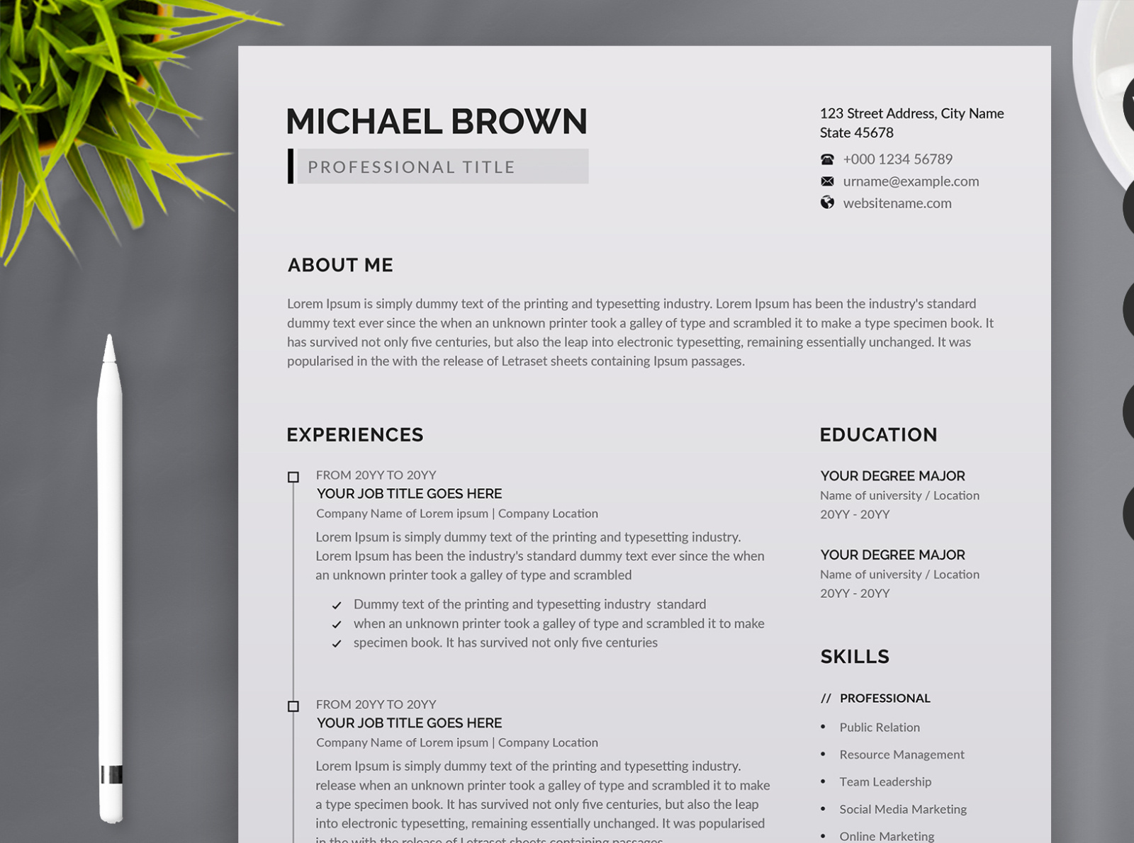 Minimal Resume/CV by Aspect Studio on Dribbble