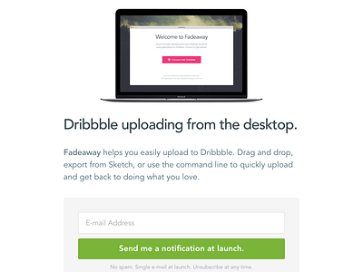 Website api development dribbble launch notification