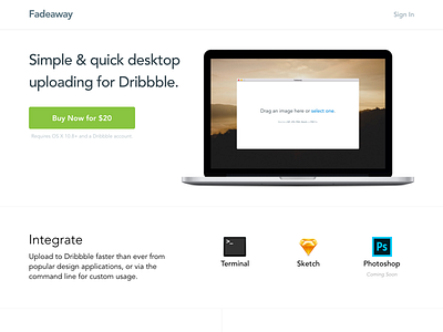Launched! api application buy dribbble landing page launched live sketch