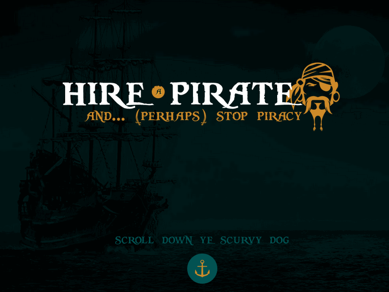 Hireapirate.me hotsite parallax piracy pirate portfolio