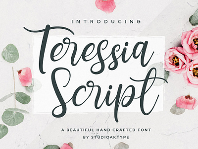 Teressia Script beautiful font calligraphy font freebie freebies handcrafted ligature ligatures script font