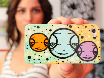 Hand Painted iPhone Cover apple art case cell commission cover faces ink iphone iphone4 painting phone