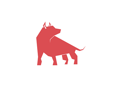 Noble I brave bull flat imposing logo noble polygonal red regal strong