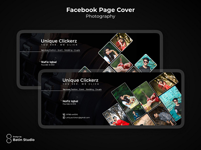 Photography Facebook Page Cover Photo (Figma template) banner black clean cover design facebook fashion graphic design minimal minimalist page photo photographer photography professional simple ux