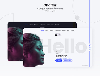 Ghaffar - Resume / Portfolio clean cv design minimal minimalist portfolio responsive resume ui unique ux web