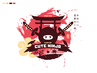 Little Gamers Cute Ninja Clan Wallpaper branding clan comic crest illustration little gamers ninja reizōko tokyo wallpaper
