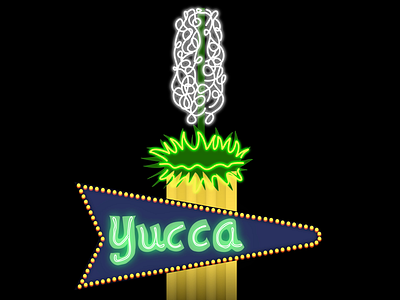 Neon sign digital remake - Yucca Motel affinitydesigner illustration neon sign