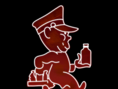 Neon sign digital remake - Milkman Mascot