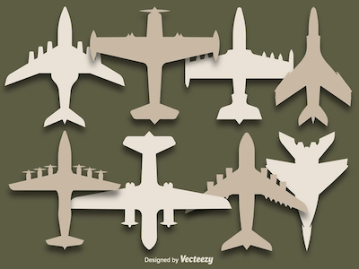 Vector Set of airplane silhouettes aero aeroplanes airbus aircraft airliner airplane avion fighter jet jet passenger plane vector silhouette vector plane