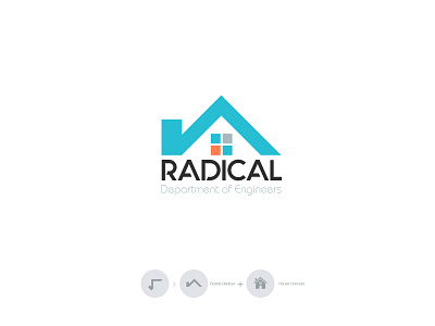 radical group adobe photoshop architecture branding building department design engineers flat home house illustration logo logo design radical typography vector