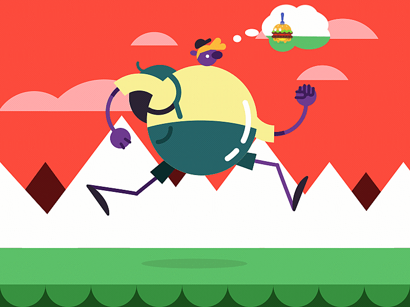 RunKidRun 2019 2d after effect animation burger character clouds dream fast gif intro kid motion motion design motiondesigh mountains outro road run speed