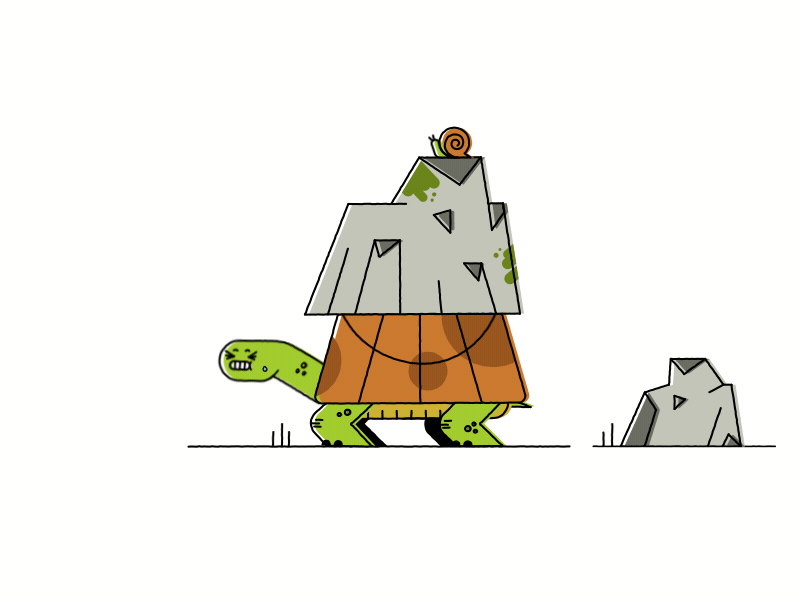 TortoIsRock 2019 2d 2d animation after effect animation character gif grass illustration intro motion motion design motiongraphics outro rock rope snail tortoise turtle weight