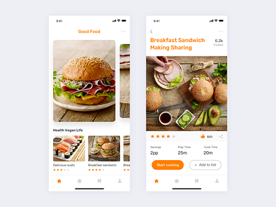 Food Recipes  app design