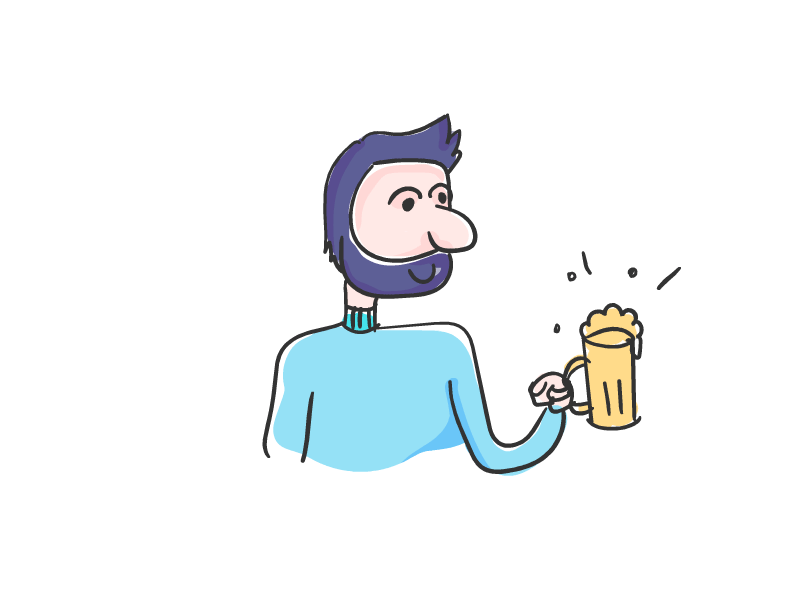 man drinking alcohol cartoon