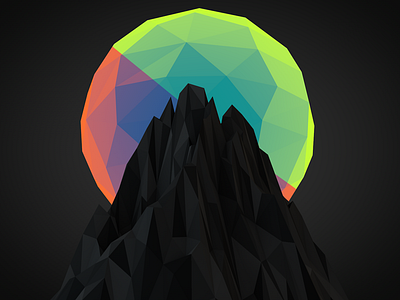 Poly Mountain 3d c4d low mountain polygon sun