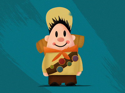 Russell from UP badge cute disney illustration little russell scout texture up