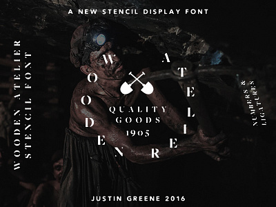 Wooden Atelier ~ New Display Font creative market custom display font greenhouse hand drawn lettering stencil vintage