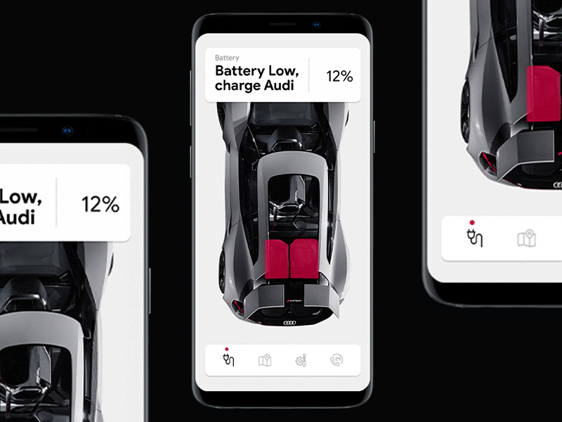 Audi etron app audi auto autonomous charge design electric ev notification samsung ui ux