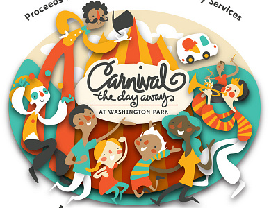 Carnival The Day Away Logo carnival children cincinnati circus clown custom cute event font illustration kids lettering logo tent vector