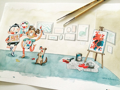KinderCare Art - Paint art bucket children creativity dog fantasy illustration ink kids paint watercolor