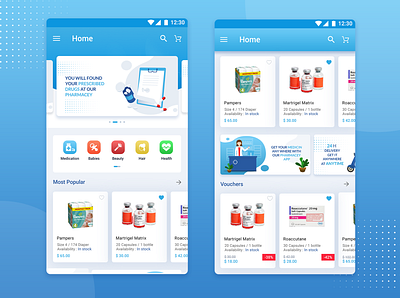 Pharmcay Homepage android app design ui ux