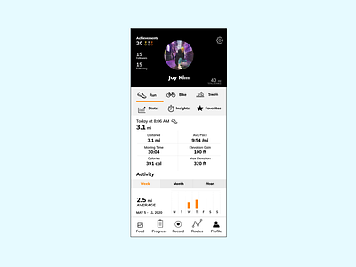 DAILY UI 006 - USER PROFILE 006 app dailyui design fitness app minimal profile ui ui design ux