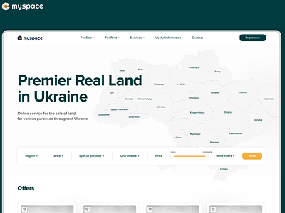 Myspace - online service for the sale of land design land sale service ui website
