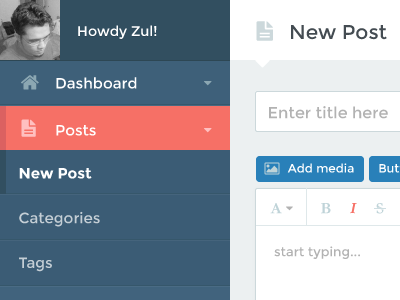 New Post page design admin blog bootstrapstyler dashboard menu nav post