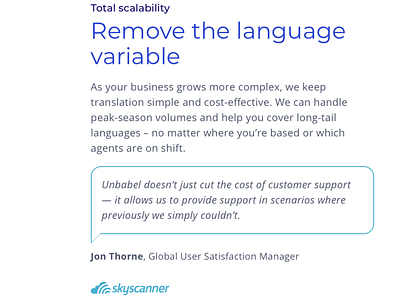 Unbabel Customer Service Solution — Scalability branding copywriting vp