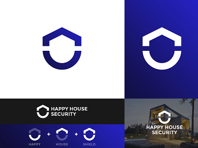 Happy House Security - Logo Concept Design brand branding clean design flat graphic design icon identity illustration ios logo minimal modern responsive typography ui ux vector web website