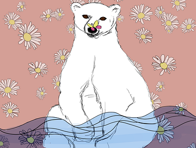 Spring is Coming animals bear flowers illustration polar bear spring vector
