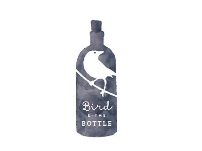 Bird and the Bottle Logo 3 bird bottle cursive flask grey logo negative space watercolour