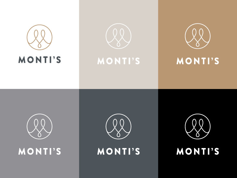 Monti's Colour Logo logo single line elegant loop monogram m drinks bar rotisserie montis