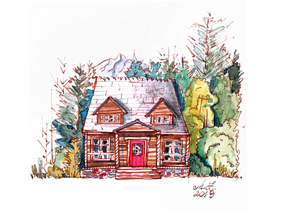 Watercolor and ink house #1 architecture architecture illustration illustration watercolor watercolor art watercolour