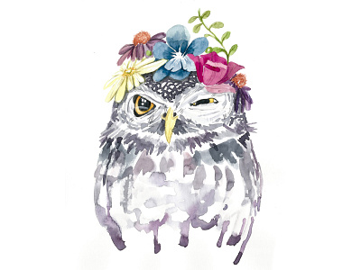 A Floral Owl art for kids design illustration illustration art kids illustration owl owl art watercolor watercolor art watercolor painting watercolour