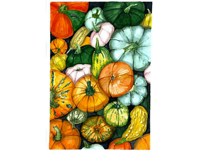 Watercolor stacked pumpkins artsy autumn design magdalena illustration magdalenazolnierowicz pattern watercolor watercolour