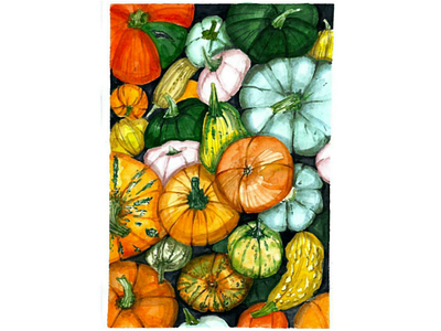 Watercolor stacked pumpkins