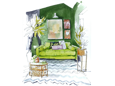 Watercolor interior sketch