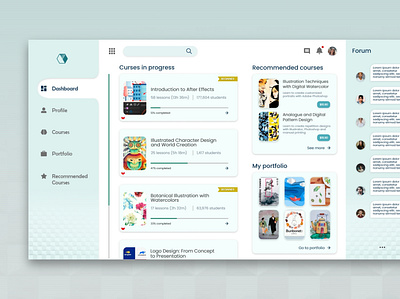 Courses Dashboard dashboard dashboard design dashboard ui ui ux xd xd design xddailychallenge