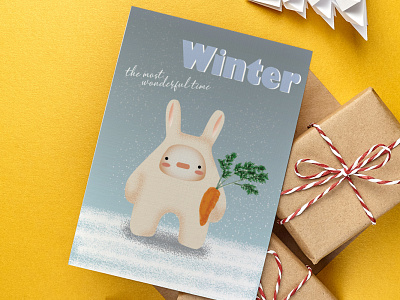 Winter bunny card illustration illustrator