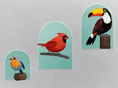 Illustrated Texture Birds