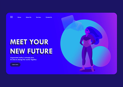 Augmented reality landing page concept. design flat gradient header illustration illustration illustrator landing page concept landing page illustration vector vibrant colors