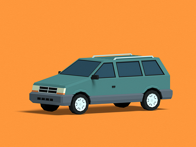 Minivan 3d blender car low poly minivan model render