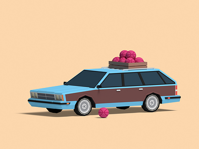 Dribbble Wagon 3d car invitaion lowpoly thanks for invite