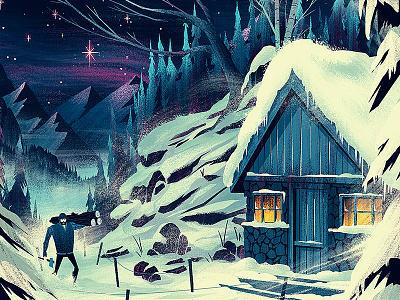 Adobe Inspire Magazine Cover adobe cabin christmas editorial illustration hiking holiday mountains ocs orlin culture shop snow winter