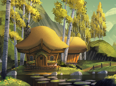 Hiraeth Lodge animation background design background painting fantasy illustration lodge mountains orlin culture shop outdoors