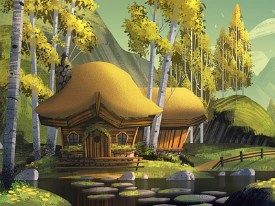 Hiraeth Lodge animation background design background painting fantasy illustration lodge mountains orlin culture shop outdoors