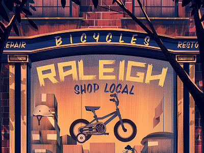 2014 Raleigh Holiday Poster bikes holiday illustration ocs orlin culture shop raleigh retro vintage