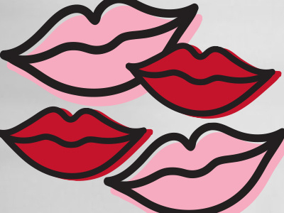 Kiss Kiss black day graphic lips pink red retail valentines